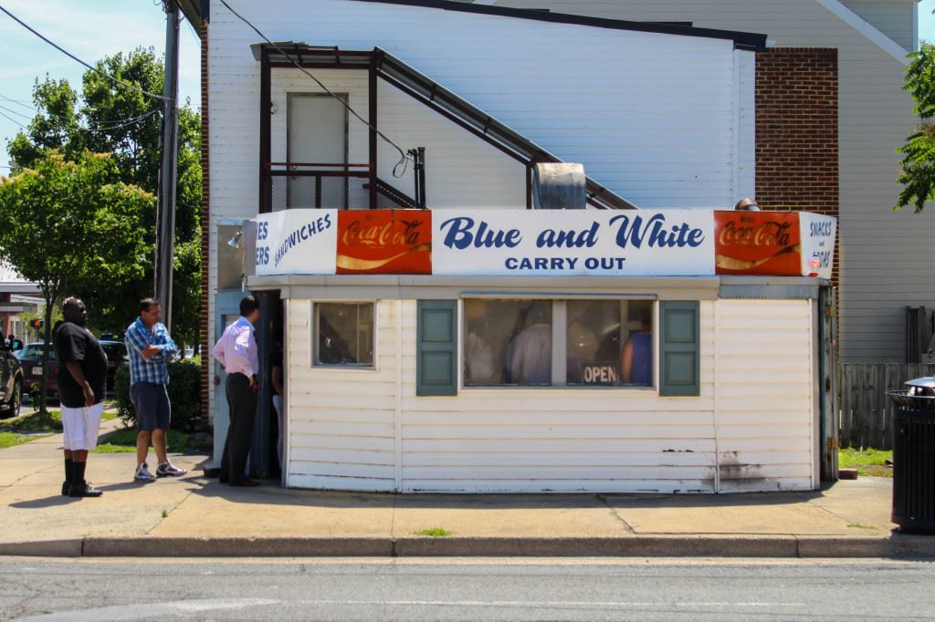 Blue and White Carry Out
